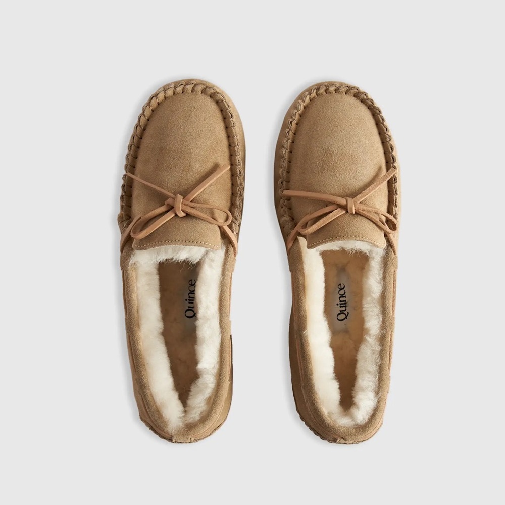 Quince Tan Women's Australian Shearling Moccasin Slipper, 7
